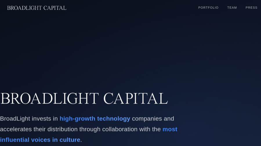 Screenshot of the Broadlight Capital Management, LLC website