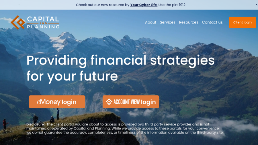 Screenshot of the Capital And Planning, LLC website