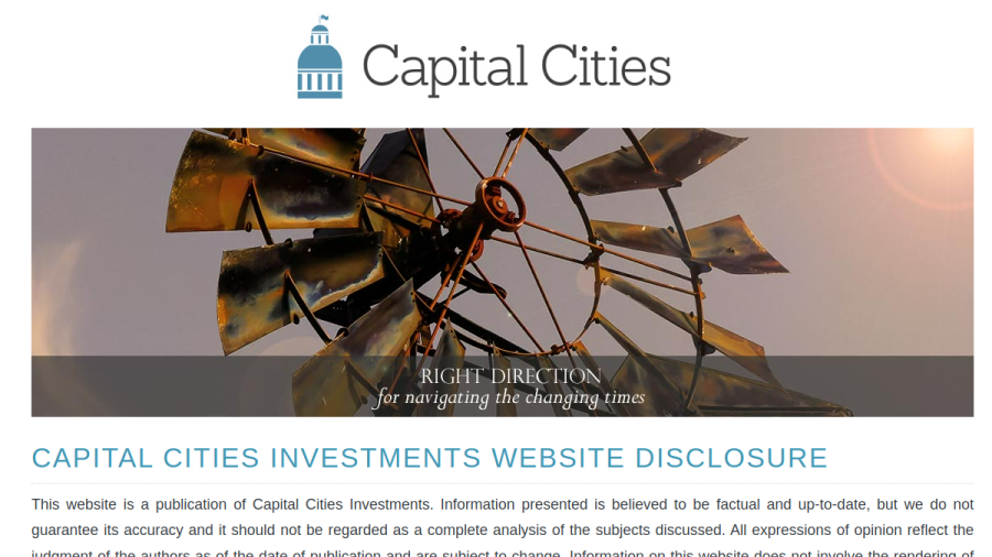 Screenshot of the Capital Cities Investments website