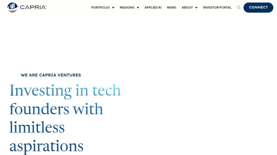 Screenshot of the Capria Ventures LLC website