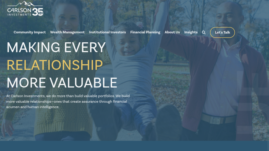 Screenshot of the Carlson Investments website