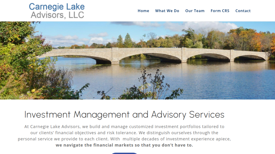 Screenshot of the Carnegie Lake Advisors LLC website