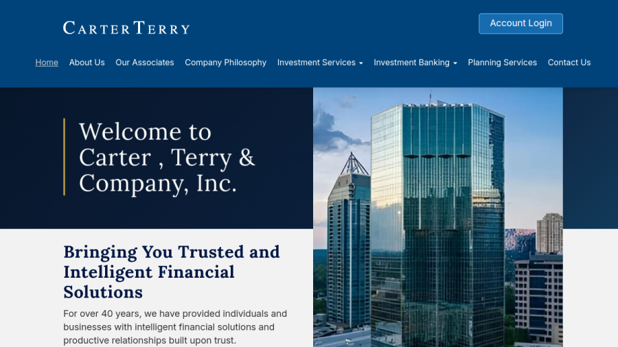 Screenshot of the Carter, Terry & Company, INC. website