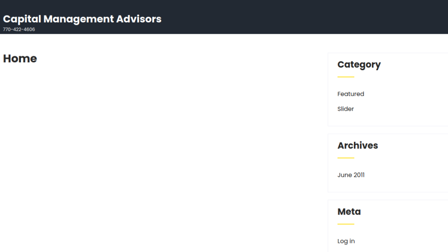 Screenshot of the Capital Management Advisors INC website