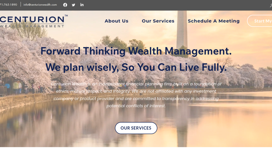 Screenshot of the Centurion Wealth Management website