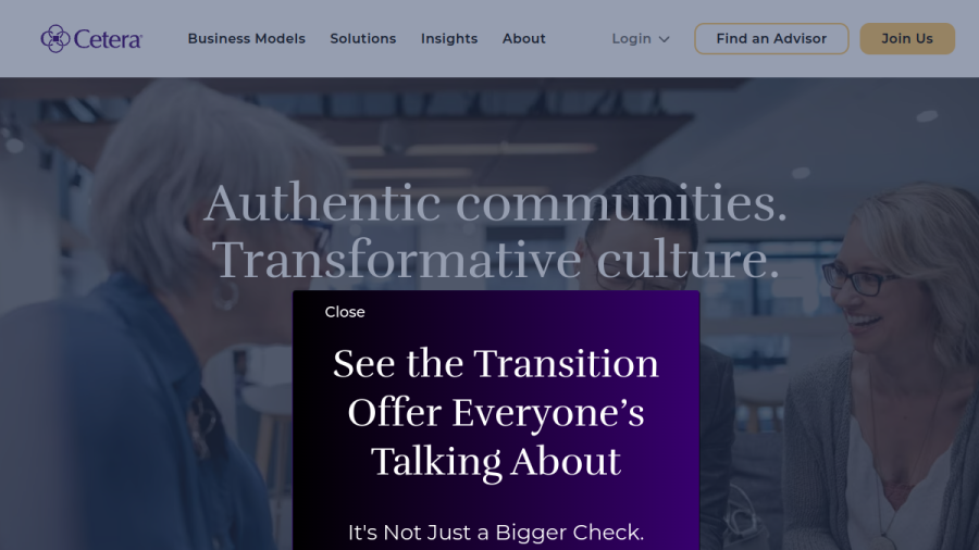 Screenshot of the Cetera Investment Management LLC website
