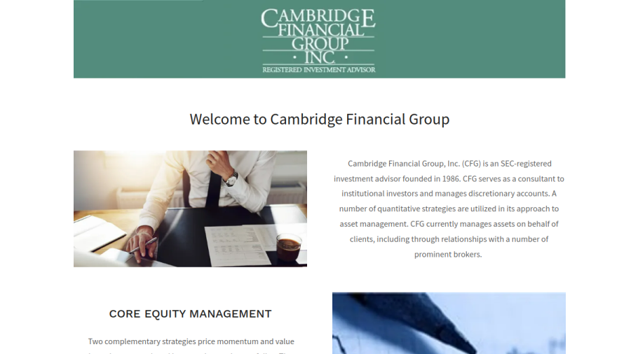 Screenshot of the Cambridge Financial Group, INC. website