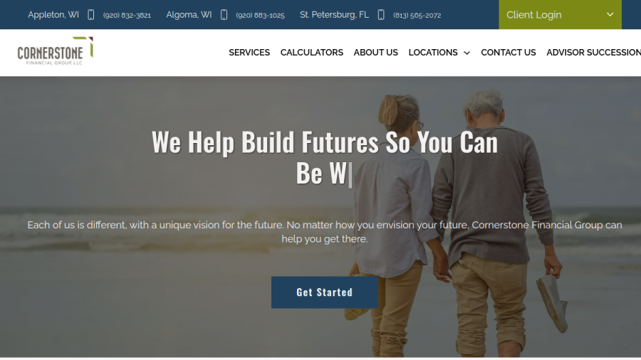 Screenshot of the Cornerstone Financial Group website