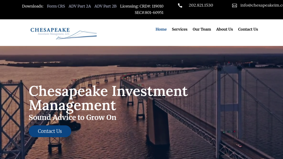 Screenshot of the Chesapeake Investment Management LLC website