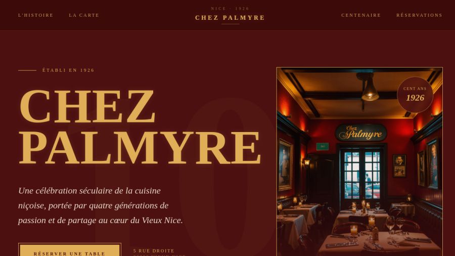 Site web créé pour Chez Palmyre