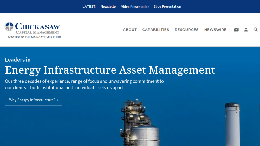 Screenshot of the Chickasaw Capital Management, LLC website