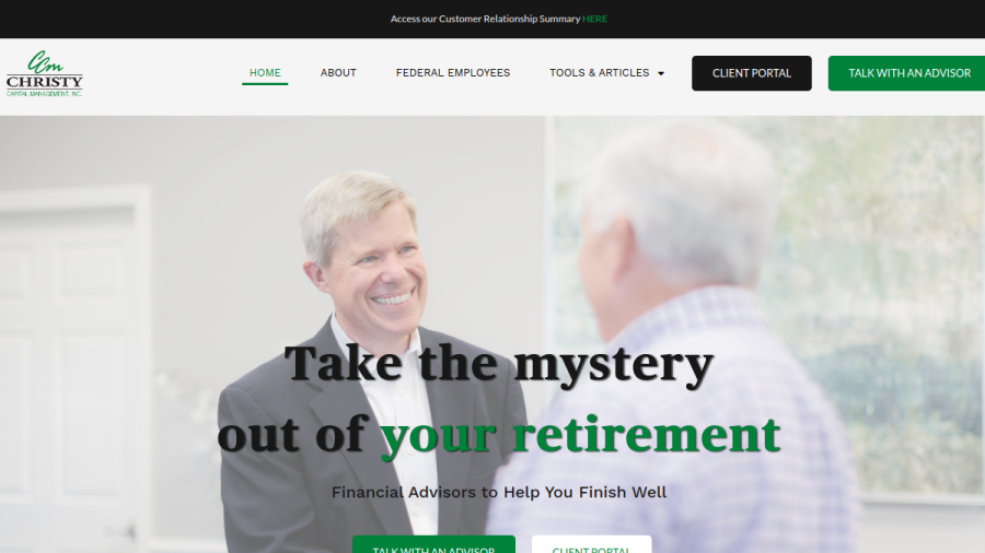 Screenshot of the Christy Capital Management, INC. website