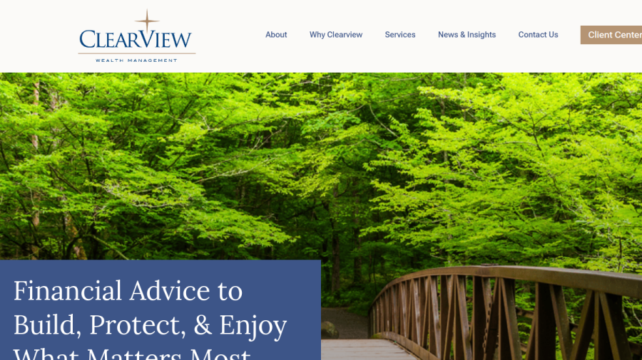 Screenshot of the Clearview Wealth Management website