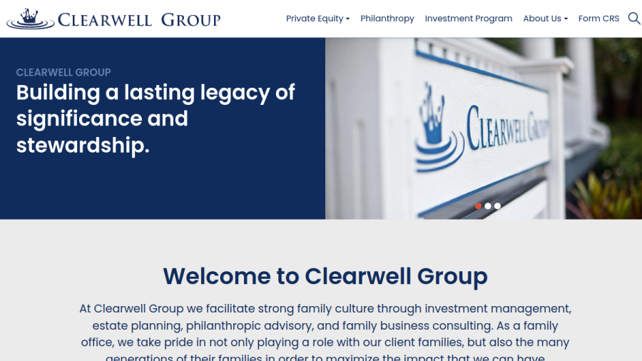 Screenshot of the Clearwell Group website