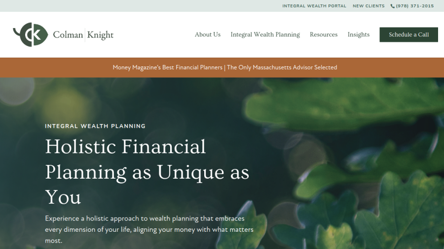 Screenshot of the Colman Knight Advisory Group, LLC website
