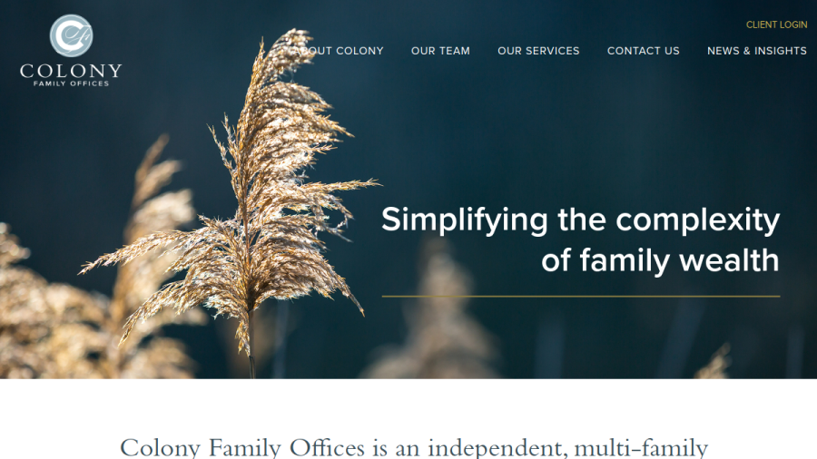 Screenshot of the Colony Family Offices, LLC website