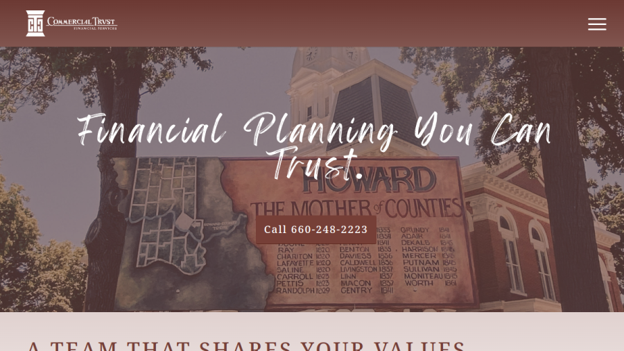 Screenshot of the Commercial Trust Financial Services website