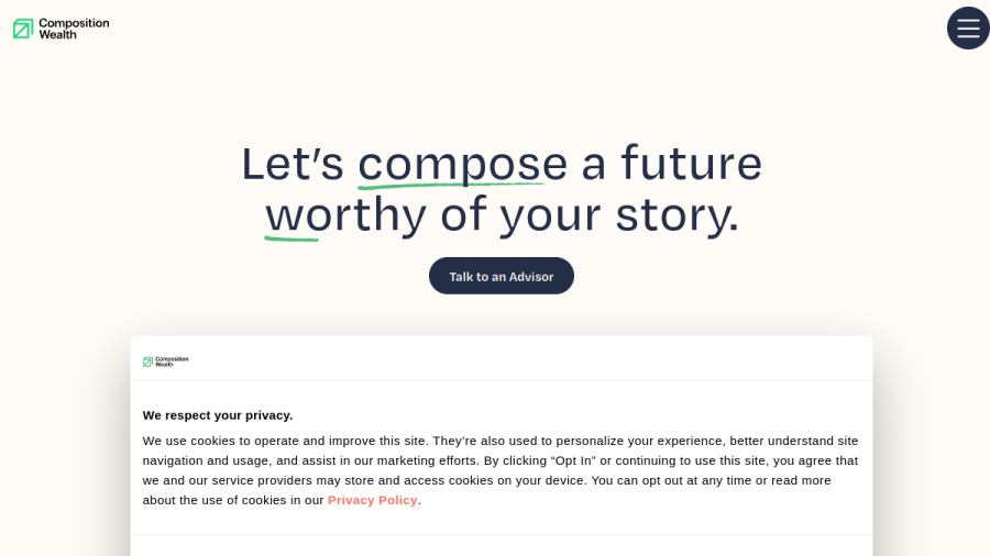 Screenshot of the Composition Wealth, LLC website
