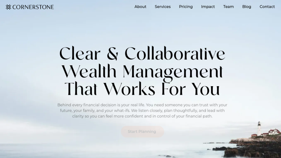 Screenshot of the Cornerstone Financial Planning, LLC website
