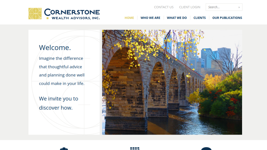 Screenshot of the Cornerstone Wealth Advisors, INC. website