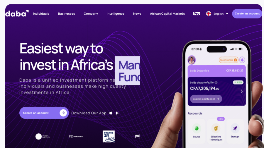 Screenshot of the Daba Advisors LLC website