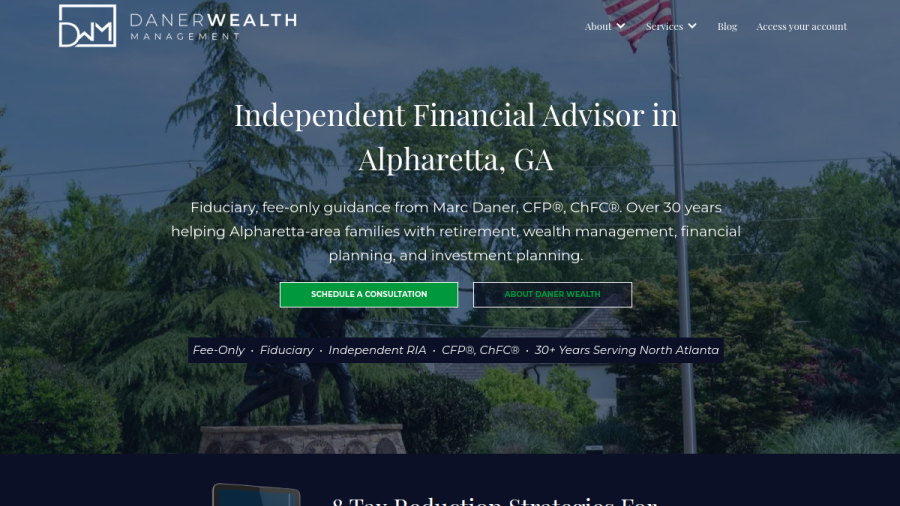 Screenshot of the Daner Wealth Management, LLC website