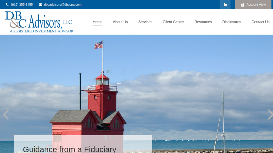 Screenshot of the Db & C Advisors, LLC website