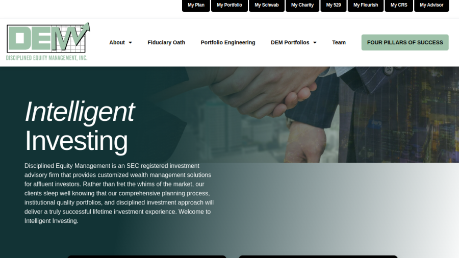 Screenshot of the Disciplined Equity Management, INC. website