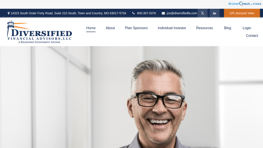 Screenshot of the Diversified Financial Advisors, LLC website