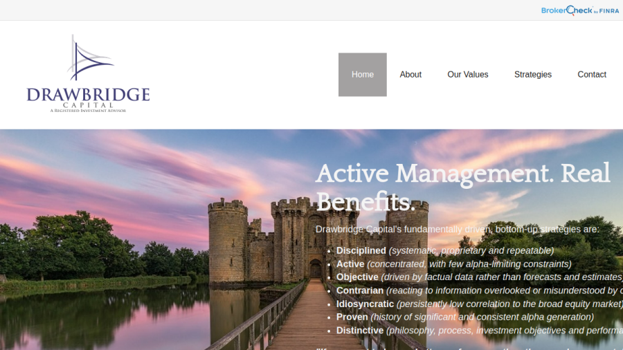 Screenshot of the Drawbridge Capital website
