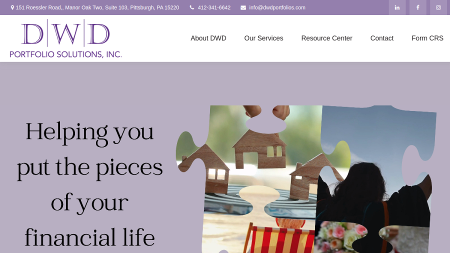 Screenshot of the Dwd Portfolio Solutions, INC. website