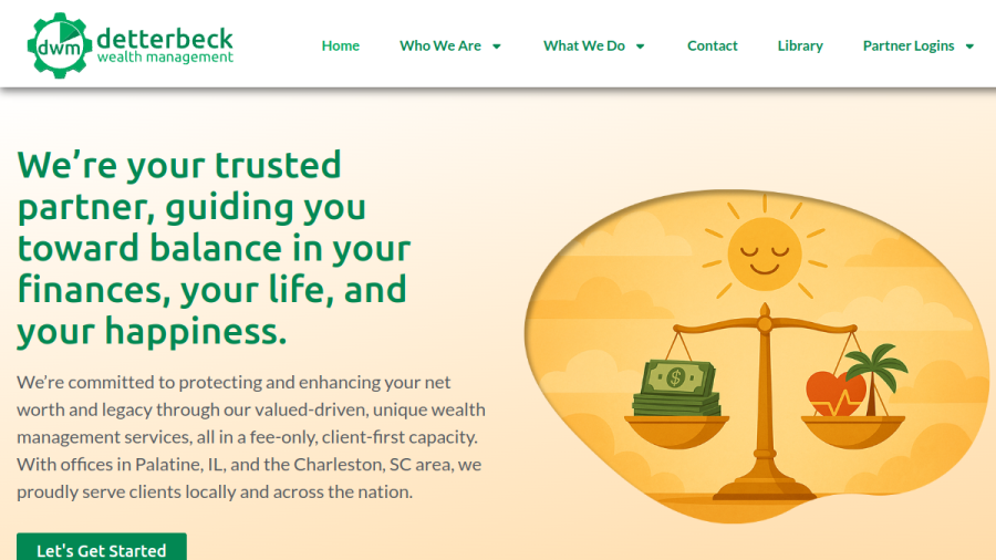 Screenshot of the Detterbeck Wealth Management website