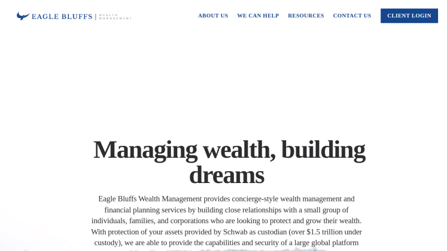 Screenshot of the Eagle Bluffs Wealth Management LLC website