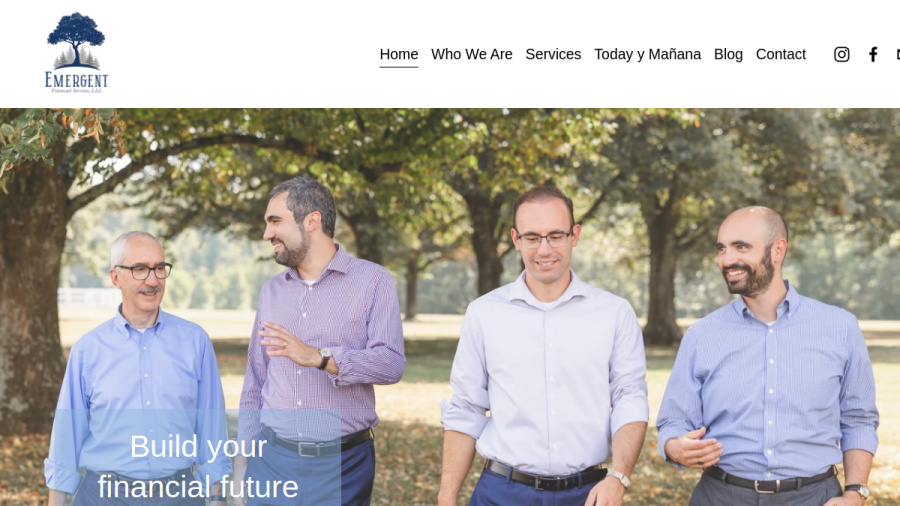 Screenshot of the Emergent Financial Services, LLC. website