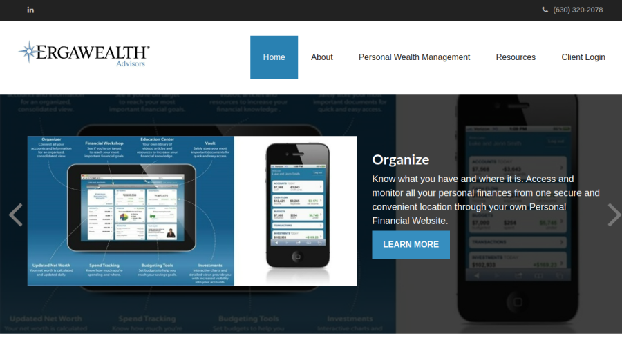 Screenshot of the Ergawealth Advisors, INC. website