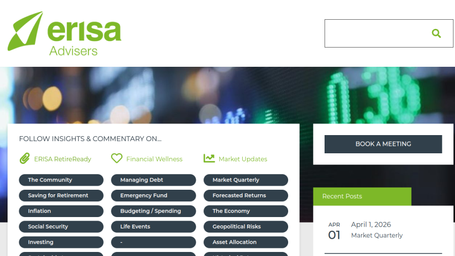 Screenshot of the Erisa Advisers, INC. website