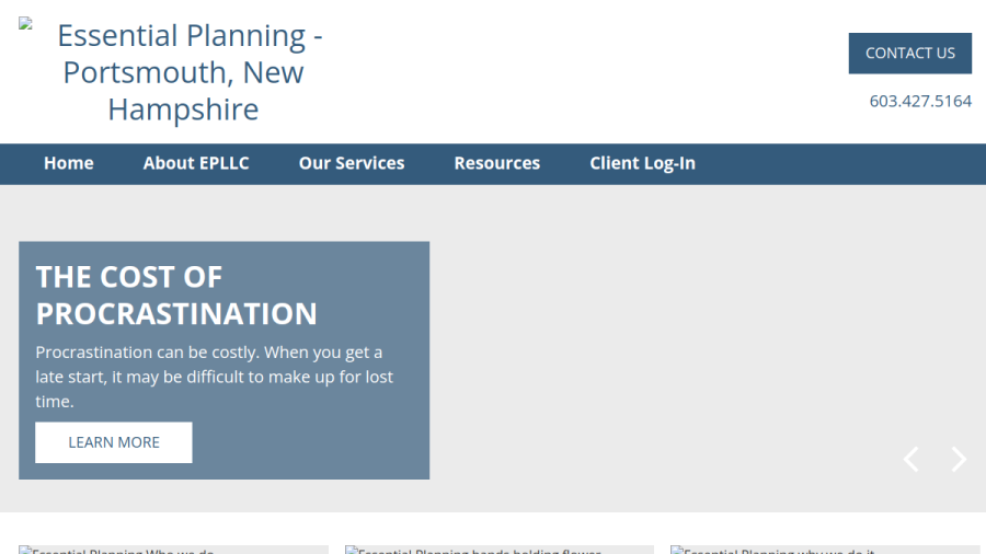 Screenshot of the Essential Planning, LLC website