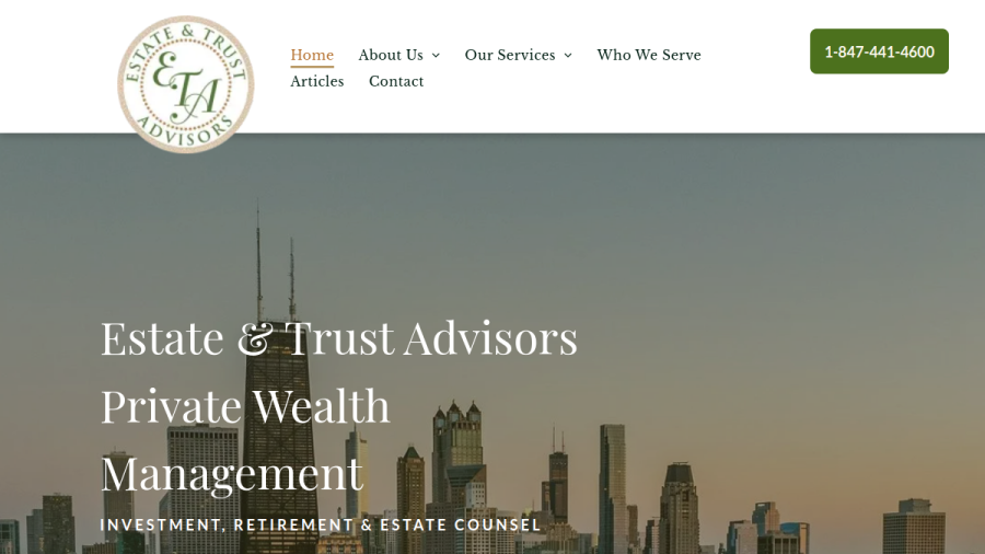 Screenshot of the Estate & Trust Advisors website