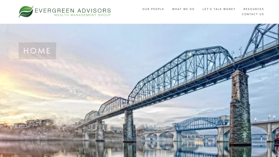 Screenshot of the Evergreen Advisors, LLC website