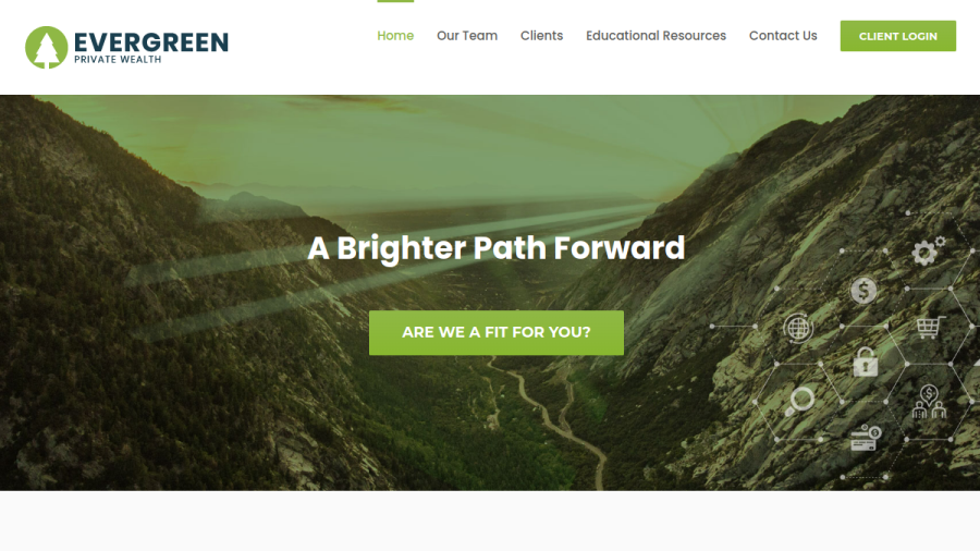 Screenshot of the Evergreen Private Wealth website