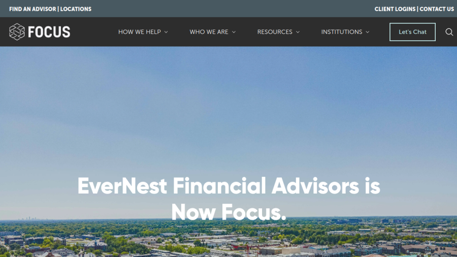 Screenshot of the Evernest Financial Advisors website