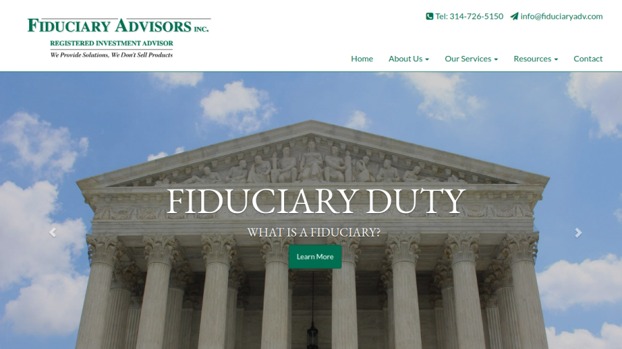Screenshot of the Fiduciary Advisors, INC. website