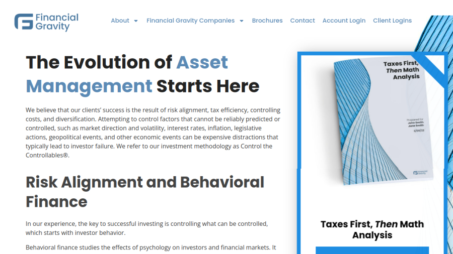 Screenshot of the Financial Gravity Asset Management, INC. website