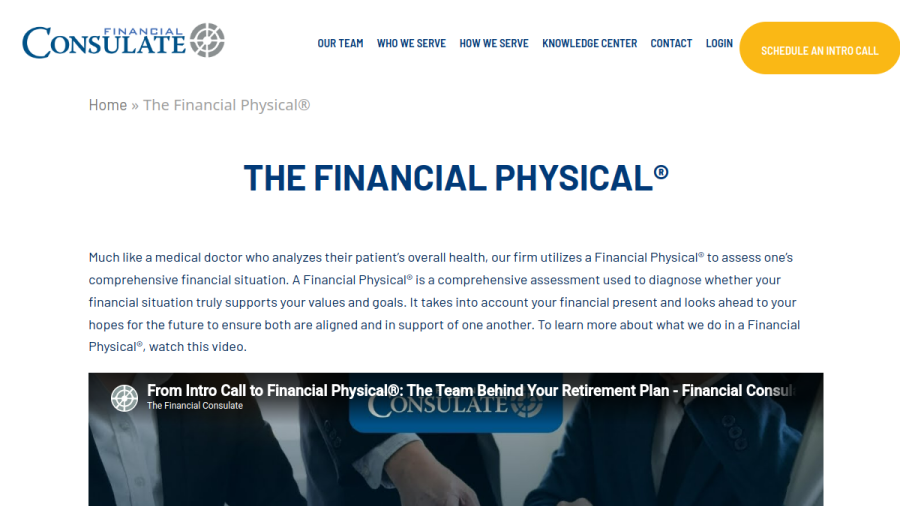 Screenshot of the Financial Consulate website