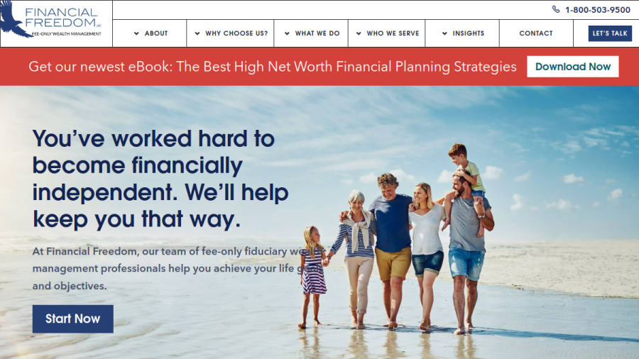 Screenshot of the Financial Freedom website
