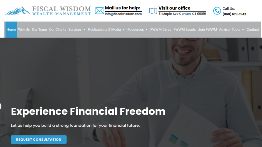 Screenshot of the Fiscal Wisdom Wealth Management LLC website
