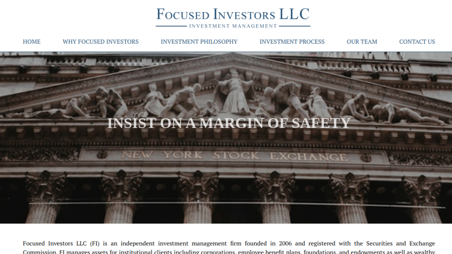 Screenshot of the Focused Investors LLC website
