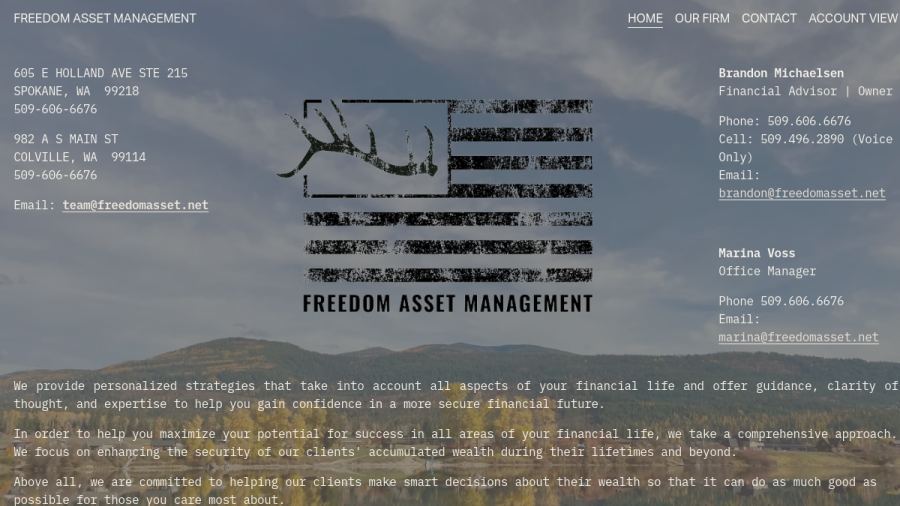 Screenshot of the Freedom Asset Management website
