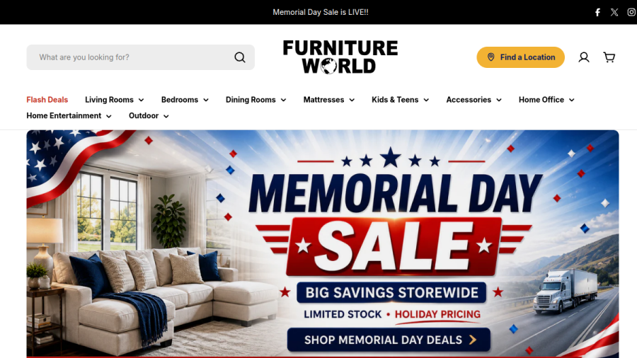 Furniture World NW website built by One Tap Media