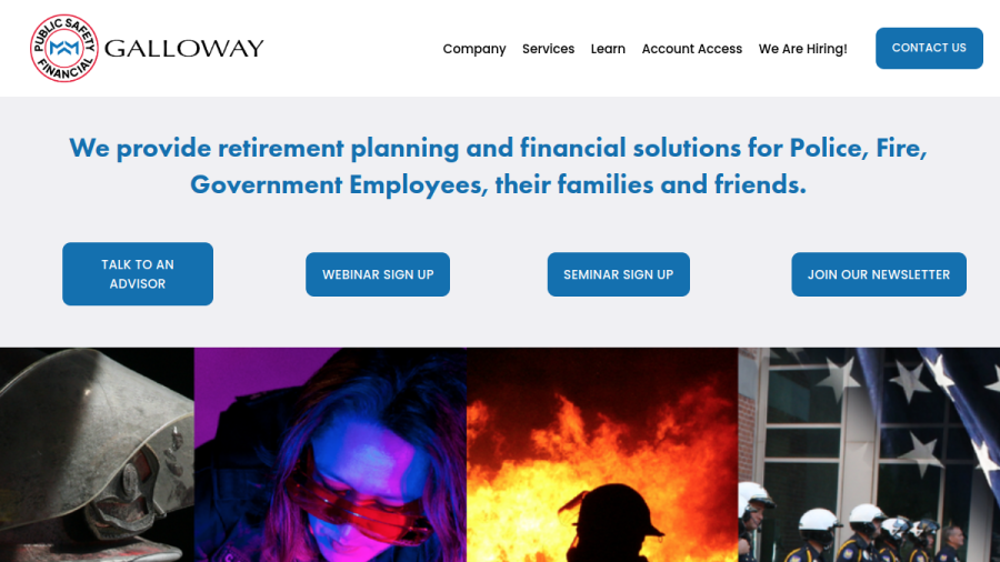 Screenshot of the Public Safety Financial/Galloway website